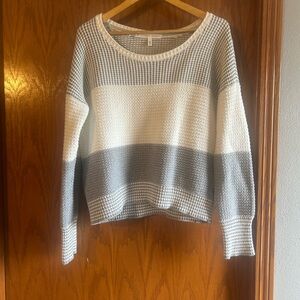 Victoria's Secret Gray and White Crew Neck Sweater